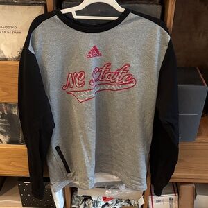 Adidas Men's Gray and Black NC State Sweatshirt